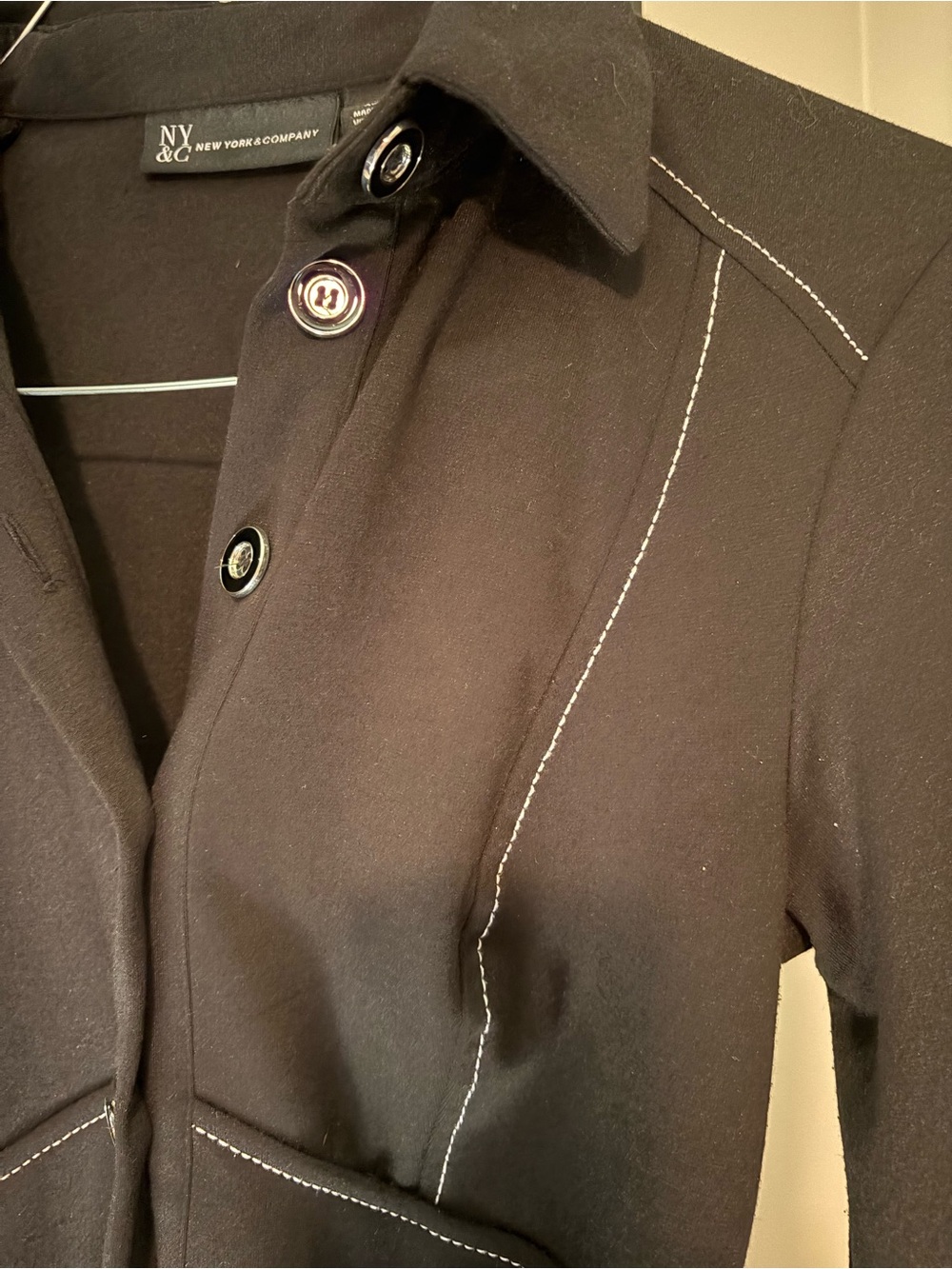 New York & Company Black Button-Front Midi button up Dress with Belt - Picture 6 of 6